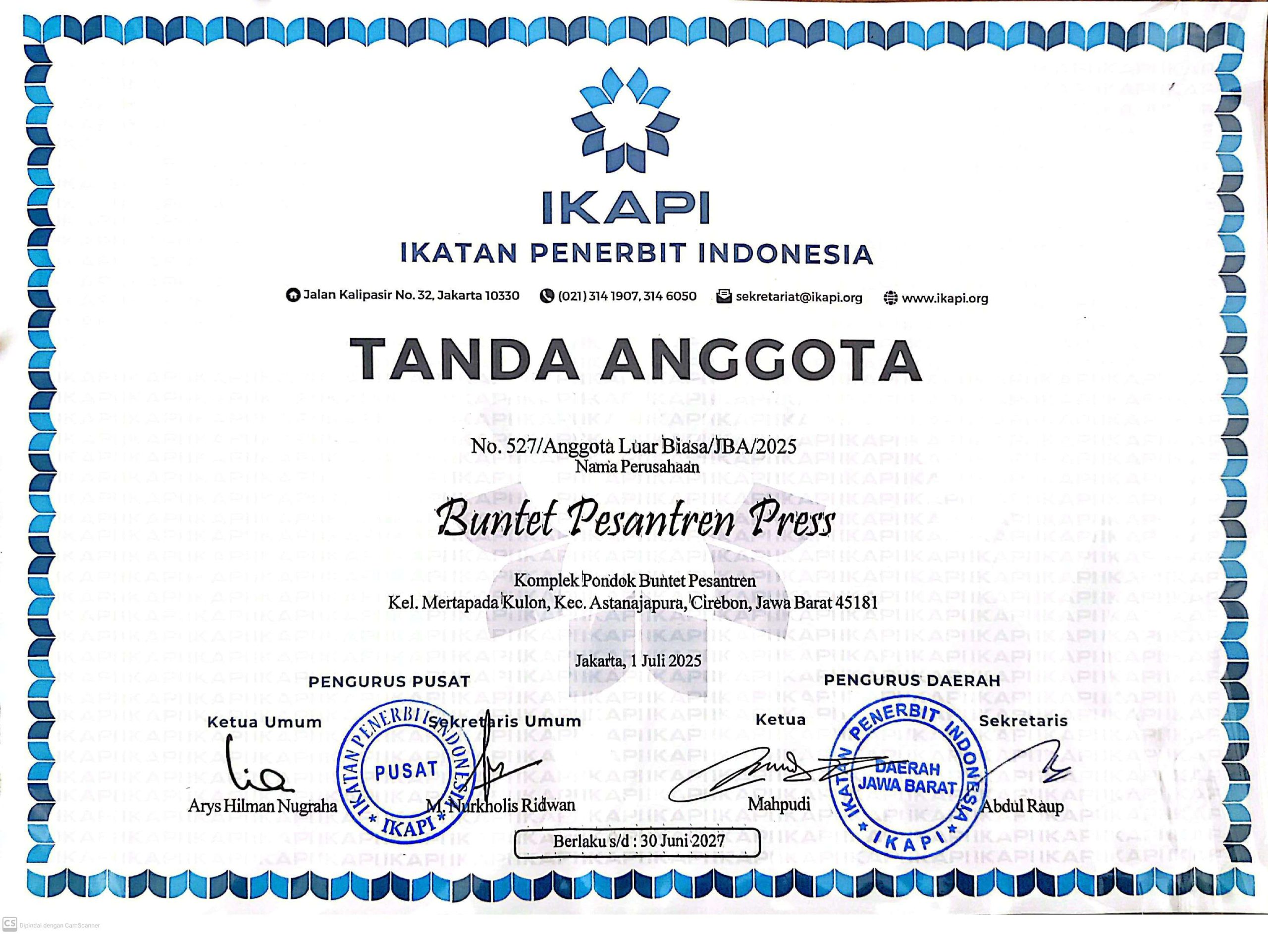 SERTIFIKAT KEANGGOTAAN IKAPI